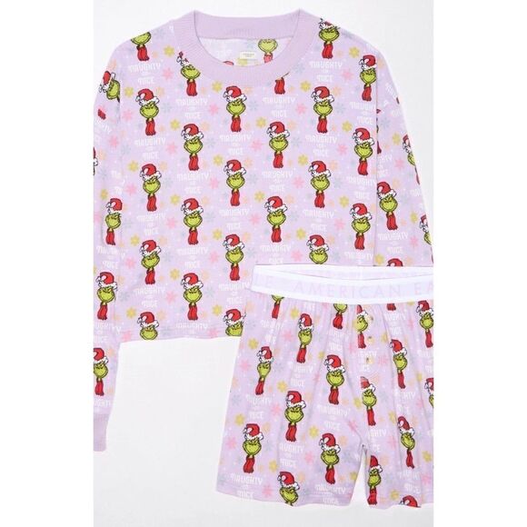 NWT American Eagle Ballet Pink Grinch Pajama Set (XS) - Picture 3 of 5